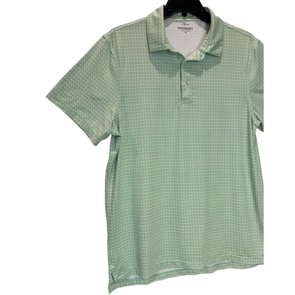 Men’s J.Crew Performance Polo Shirt Green Size XL Short Sleeve Moisture Wicking